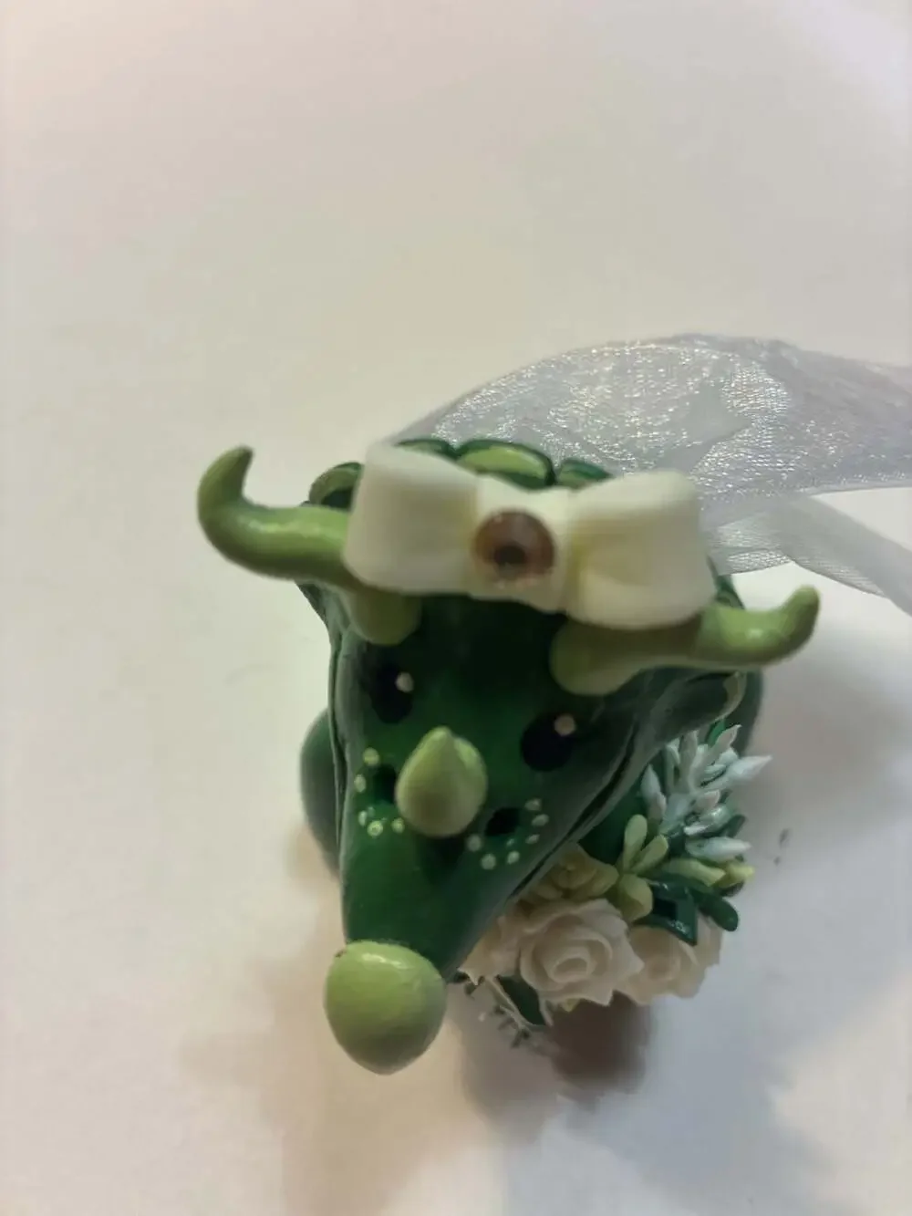 PerlillaPets Handmade Triceratops Wedding Cake Topper Set